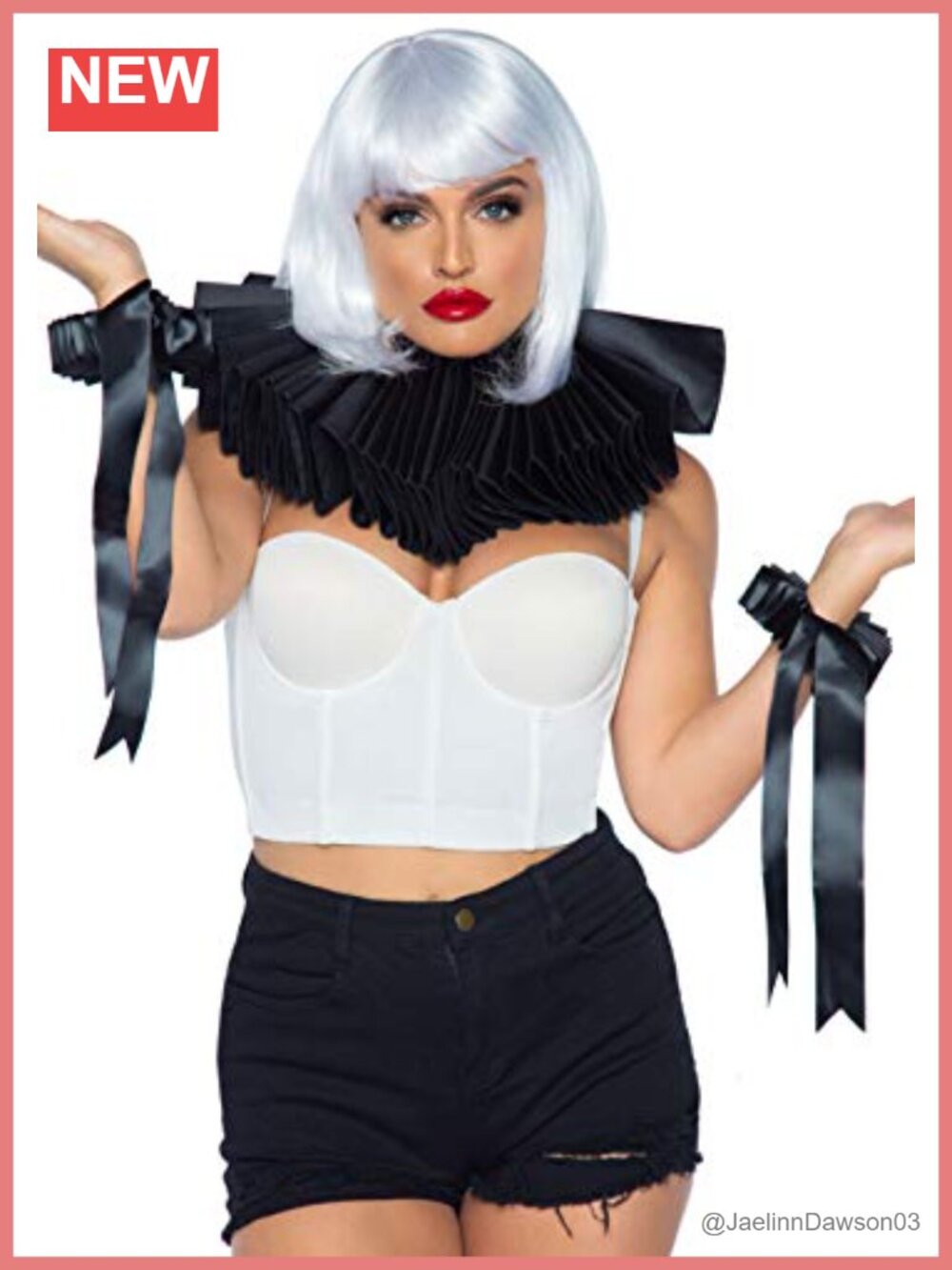 Leg Avenue 2 Pc Deluxe Ruffle Neck Piece & Wrist Cuffs Costume Accessory